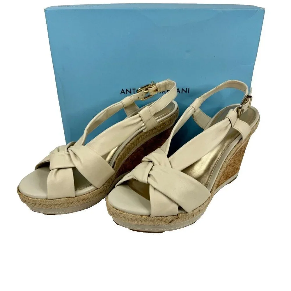 Antonio Melani Meyer Cork Wedge Sandal Off White New in Box Women's Size 9M READ